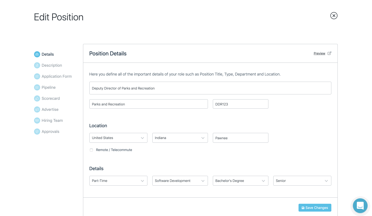 Assign a hiring team to a position