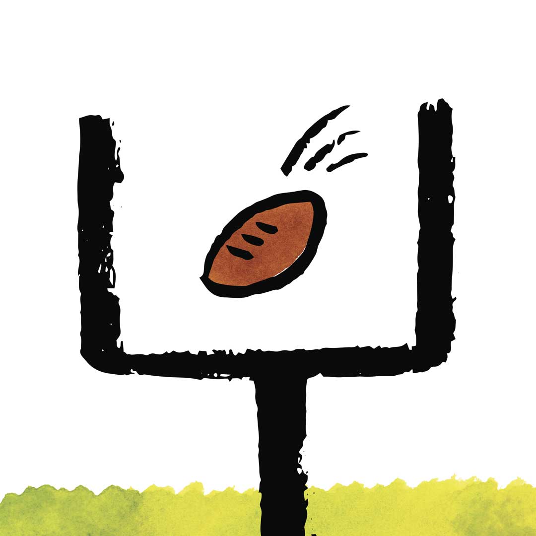 A football flying through goal posts