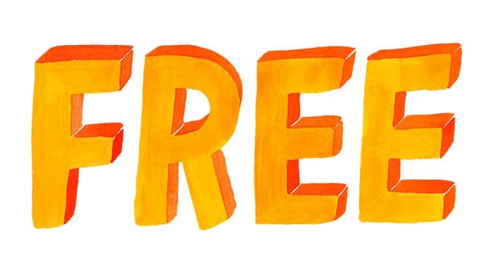 the word free in orange