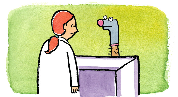 a hand puppet applying for a job